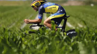Alberto Contador, durante la disputa de la etapa contrarreloj del Tour