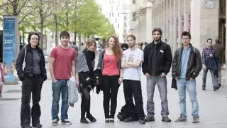 Miembros de 'Juventud sin futuro', que reclaman oportunidades de trabajo.