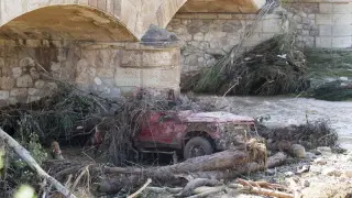 El coche del fallecido por la riada fue encontrado junto al puente de Oliete