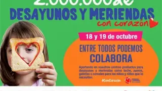 La campaña #ConCorazón quiere conseguir 2 millones de desayunos y meriendas para los niños que más lo necesitan
