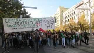 Manifestación de estudiantes este miércoles en Zaragoza