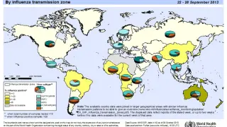 La OMS elabora cada año mapas sobre la incidencia de la gripe