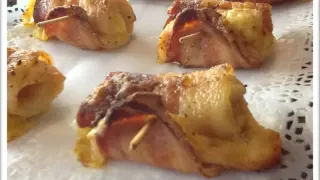 Rollitos de bacon y pollo al horno