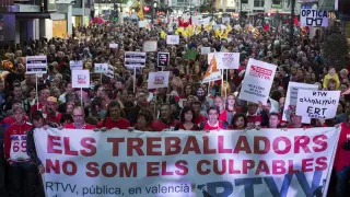 Manifestación en Valencia contra el cierre de Canal 9