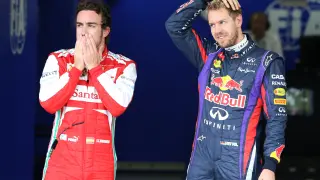 Alonso y Vettel en el circuito de Brasil