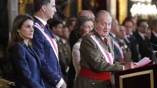 Don Juan Carlos, durante su discurso de la Pascua Militar