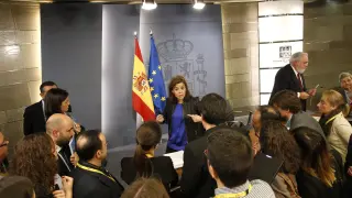 Soraya tras la rueda de prensa del Consejo de Ministros