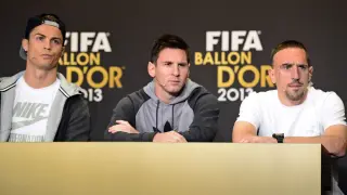 Messi, Ribéry y Ronaldo, en rueda de prensa