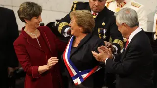 Michelle Bachelet en el momento de investidura por su reelección a la presidencia de Chile