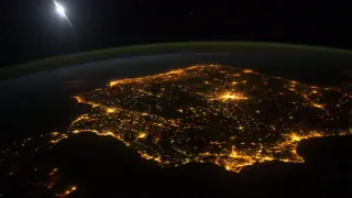 La Península Ibérica de noche desde la Estación Espacial Internacional
