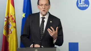 Rajoy, durante la rueda de prensa en Bruselas