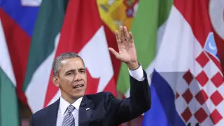 El presidente de Estados Unidos, Barack Obama, pronuncia un discurso en Bruselas.
