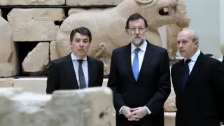 Rajoy, Wert y el presidente de la comunidad de Madrid, durante la inauguración