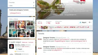 Perfil de Zaragoza Turismo en Twitter