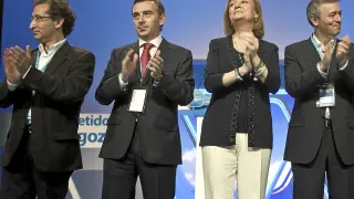 José Luis Saz, Luis María Beamonte, Luisa Fernanda Rudi y Javier Campoy, en el último congreso del PP-Zaragoza