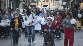 Una imagen de archivo de una manifestación de la Asociación Parkinson Aragón, en Zaragoza.
