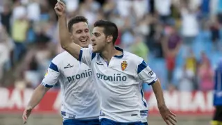 Víctor celebra un gol frente al Tenerife, que acabó 3-0.