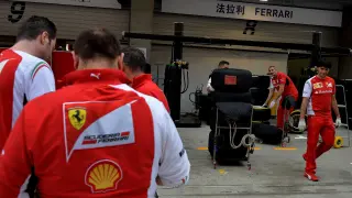 El 'box' de Ferrari en el Gran Premio de China