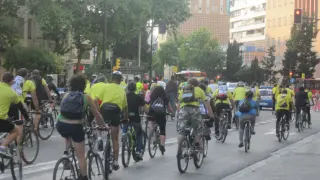 La 'bicimanifestación' de este martes, por el centro de Zaragoza