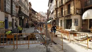 Obras en las calles de Huesca