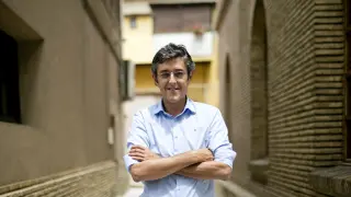 El candidato socialista Eduardo Madina este martes en Huesca