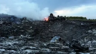 Restos del avión siniestrado en Ucrania
