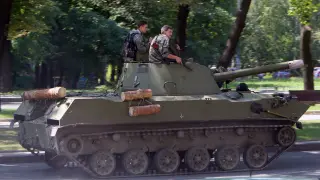 Soldados separatistas, en un tanque