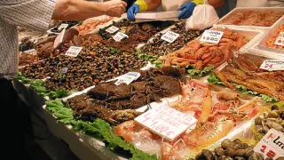 Venta de mariscos en el Mercado Central de Santander