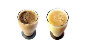 Batido de café con leche y de plátano con naranja
