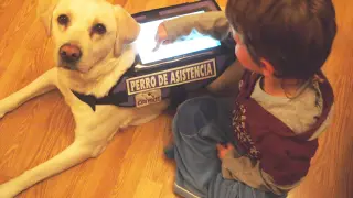 A través de una tablet, los pequeños se comunican con el perro.