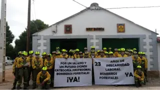 Último encierro de la Brigada de Refuerzo contra Incendios Forestales de Daroca en su sede