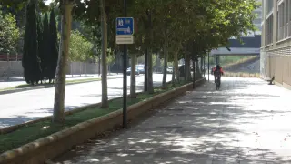Uno de las decenas de ciclistas que utilizan este carril bici a diario