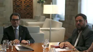 Artur Mas, presidente de la Generalitat y el lider de ERC, Oriol Junqueras