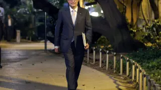 El presidente de la Generalitat, Artur Mas, a su salida de la reunión