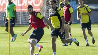Diego Rico, en un entrenamiento del Real Zaragoza