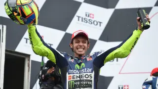 Rossi celebra su victoria en el GP de Australia