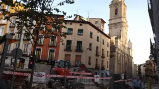 Obras en la calle San Lorenzo de Huesca