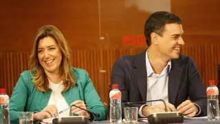 Susana Díaz, junto a Pedro Sánchez en la Aljafería