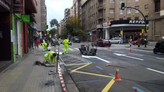 Obras en el carril bici de la avenida de Valencia.