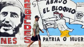 Carteles contra el bloqueo en La Habana, en una imagen de archivo