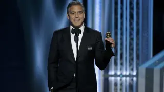 George Clooney recogiendo su premio en los Globos de Oro