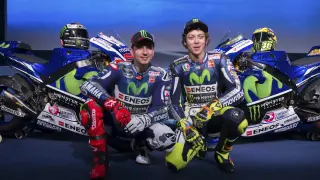 Lorenzo y Rossi, en la presentación de Yamaha