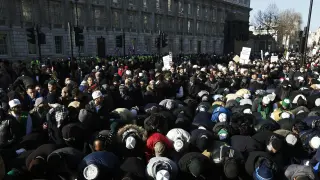 Manifestación de musulmanes en Londres este domingo
