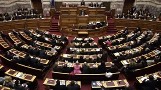 El primer ministro griego durante su discurso