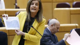Fátima Báñez durante la sesión de control al Gobierno
