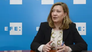 La consejera de Hacienda de Castilla y León, Pilar del Olmo,durante la entrevista con la Agencia Efe