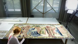 Concluye la restauración del tapiz de Roda de Isábena, robado en 1979 y que volverá a Huesca
