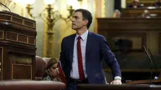 Pedro Sánchez, durante su intervención en el debate