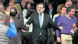 Rajoy, a su llegada al Palacio de Congresos de Madrid, donde ayer se clausuró la convención.
