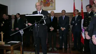 El nuevo comisario de la Policía Nacional en Soria, Juan José Campesino, en el acto de toma de posesión,